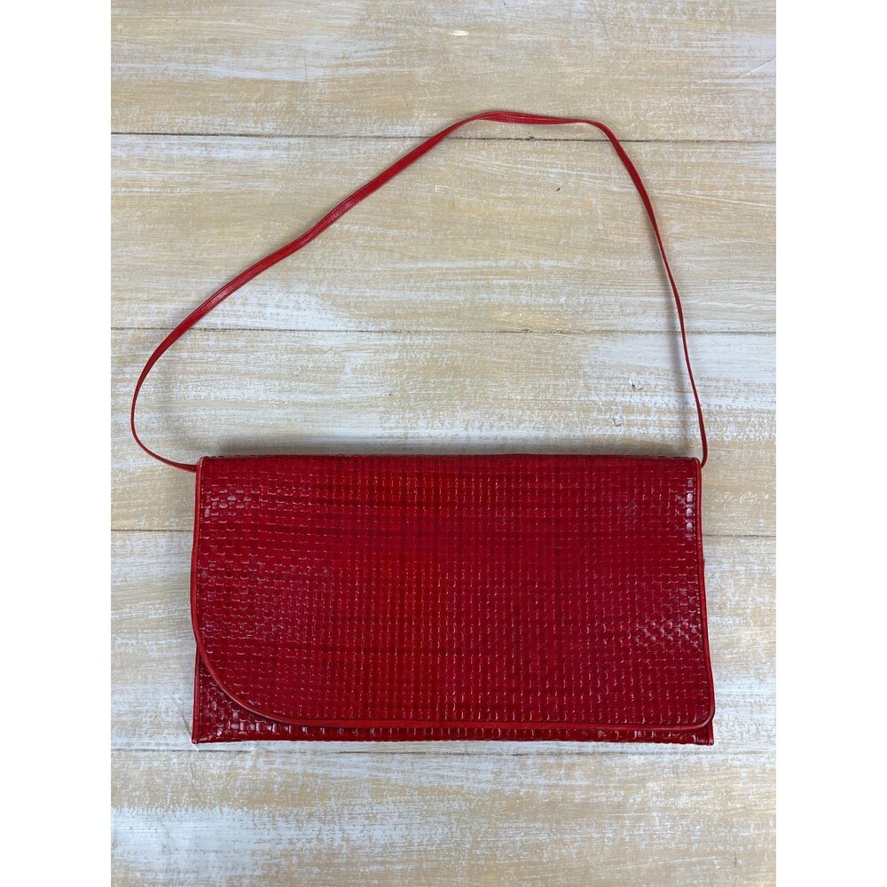 Vintage Meyers USA Woven Red Leather Envelope Shoulder / Crossbody / Clutch Bag